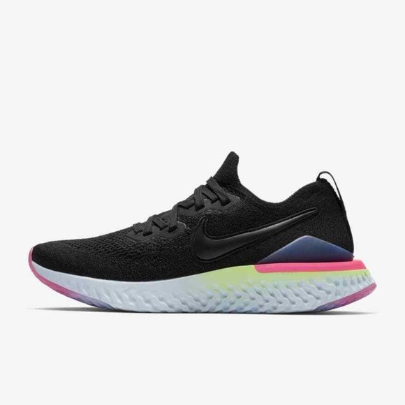 Nike Epic React Flyknit 2 Black Lime Pink Running Shoes Mens BQ8928-003 - Picture 2 of 15